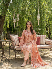 MONDAYS PINK Digital Printed 3Pc suit with Luxury Voile Dupatta(Unstitched)