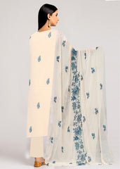 SKIN AND ZINC BLUE Chiffon Embroidered 3Pc Suit (Unstitched)