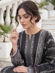 BLACK & WHITE Premium Classic Lawn 3pc Suit with Light Weight Voile Dupatta (Unstitched)