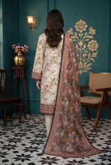 FLORAL WHITE WITH MULTI PRINT Premium Swiss Voile 3 PC Printed Suit (Unstitched)