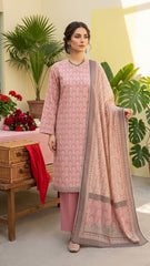 LIGHT PINK & CREAM Premium Swiss Voile 3Pc Printed Suit (Unstitched)