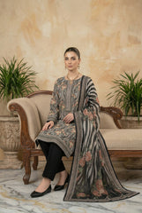 BLACK & WHITE WITH MULTI PRINT Digital Printed 3Pc suit with Luxury Voile Dupatta(Unstitched)