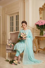 PASTEL SEA GREEN Supreme Lawn 3pc suit with Luxury Voile Dupatta