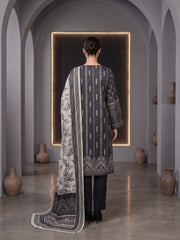 BLACK & DULL PALE Premium Classic Lawn 3pc Suit with Luxury Voile Dupatta (Unstitched)