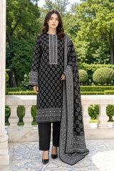 BLACK & WHITE Premium Classic Lawn 3pc Suit with Light Weight Voile Dupatta (Unstitched)