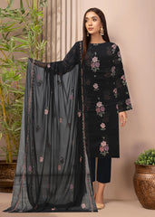 BLACK PINK AND PURPLE Chiffon Embroidered 3Pc Suit (Unstitched)