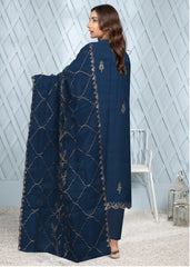 TEAL BLUE AND BRONZE ORGANZA Embroidered and Beads with Hand Work 3Pc Suit (Unstitched)