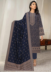 NAVY BLUE & BEIGE 3pc Premium linen suit with linen dupatta (Unstitched)