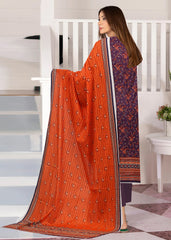 PURPLE AND ORANGE Lawn Printed 3Pc Suit (Unstitched)