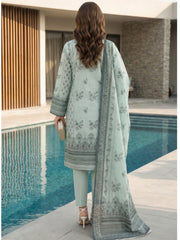 PISTACHIO PREMIUM QUALITY PRINTED SLUB LAWN SUIT WITH VOILE DUPATTA 3Pc (Unstitched)
