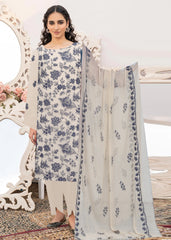 SKIN AND MIDNIGHT BLUE Chiffon Embroidered 3Pc Suit (Unstitched)