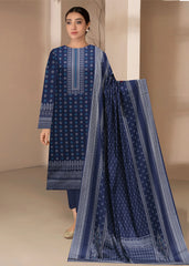NAVY BLUE 3Pc Premium Dhanak Printed Suits (Unstitched)