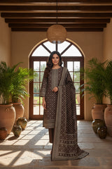 DARK TRUFFLE BROWN 3Pc Premium Dhanak Printed Suits (Unstitched)