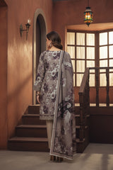 GRAY PURPLE & NARDO GRAY Premium Swiss Voile 3 PC Printed Suit (Unstitched)