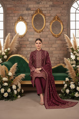 GRAPE PURPLE 3Pc Premium Dhanak Printed Suits (Unstitched)