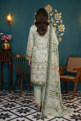 MINT GREEN WITH MULTI PRINT Premium Swiss Voile 3 PC Printed Suit (Unstitched)