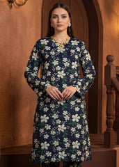 NAVY BLUE, GREEN & PARCHMENT  Premium Doria Lawn 2pc (Unstitched)