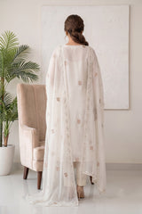 IVORY Chiffon Embroidered 3Pc Suit (Unstitched)