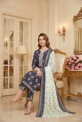BLUE & MINT GREEN Digital Printed Premium Lawn 3pc Suit (Unstitched)