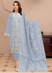 GREY & DULL GOLD KHAADI Embroidered with LASER WORK 3Pc Suit (Unstitched)
