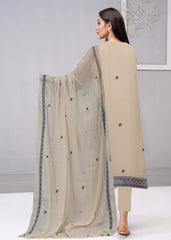 SKIN AND NAVY BLUE Chiffon Embroidered 3Pc Suit (Unstitched)