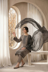 RHINO GRAY WITH PREMIUM DIGITAL PRINTED LAWN SUIT WITH VOILE DUPATTA 3Pc (Unstitched)