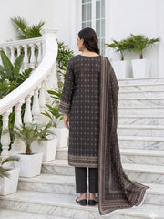 BLACK & DARK BEIGE Premium Classic Lawn 3pc Suit with Light Weight Voile Dupatta (Unstitched)
