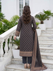 BLACK & LIGHT TAUPE Premium Classic Lawn 3pc Suit with Light Weight Voile Dupatta (Unstitched)