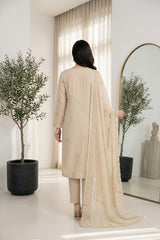 BEIGE Chiffon Embroidered 3Pc Suit (Unstitched)