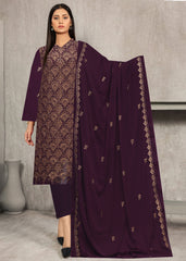 DEEP PLUM AND COPPER Chiffon Embroidered 3Pc Suit (Unstitched)