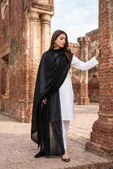 BLACK PREMIUM QUALITY LAWN CHIKAN SUPREME SHAWL