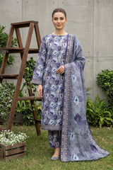 SLATE GRAY WITH MULTI PRINTED LAWN SUIT WITH VOILE DUPATTA 3Pc (Unstitched)
