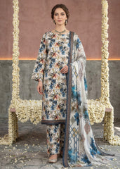 MULTI COLOUR FLORAL PRINT CAMBRIC LAWN SUIT WITH VOILE DUPATTA 3Pc (Unstitched)