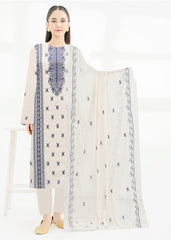 SKIN & BLUE Chiffon Embroidered 3Pc Suit (Unstitched)