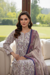 BASE WHITE CREAM WITH MULTI PRINT Printed Premium Lawn Full Suit 3pc Suit (Unstitched)