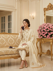 CANARY YELLOW  Supreme Lawn 3pc suit with Luxury Voile Dupatta