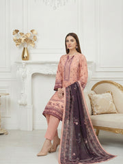 CANDLELIGHT PEACH & PURPLE HAZE Premium Swiss Voile 3 PC Printed Suit (Unstitched)