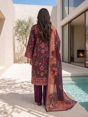 MATTE PURPLE WITH MULTI Premium Classic Lawn 3pc Suit with Light Weight Voile Dupatta (Unstitched)