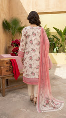 SHADES OF PEACH WITH MULTI PRINT Premium Swiss Voile 3Pc Printed Suit (Unstitched)