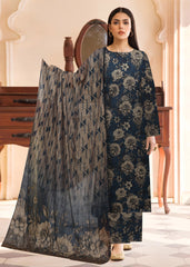 ZINC BLUE Lawn Full Suit 3 pc with Fancy Diamond Dupatta (Unstitched)