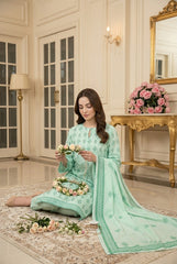 LIGHT GREEN Supreme Lawn 3pc suit with Luxury Voile Dupatta