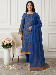 ROYAL BLUE Supreme Lawn 3pc suit with Luxury Voile Dupatta