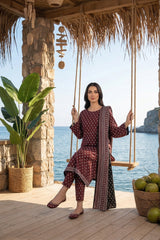 MULBERRY BLACK & WHITE PRINTED LAWN SUIT WITH VOILE DUPATTA 3Pc (Unstitched)