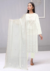CREAMISH WHITE WITH COPPER Chiffon Embroidered 3Pc Suit (Unstitched)