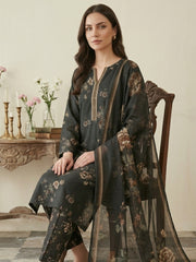 BLACK BROWN & GREEN Printed Premium Lawn Full Suit 3pc Suit (Unstitched)