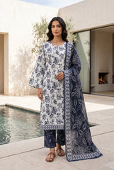 NIGHT BLUE Premium Digital Lawn Suit with Digital Voile Dupatta 3pc Suit (Unstitched)