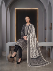 BLACK & DULL PALE Premium Classic Lawn 3pc Suit with Luxury Voile Dupatta (Unstitched)