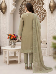 PEAR GREEN Chiffon Embroidered 3Pc Suit (Unstitched)