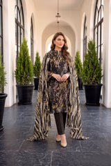 BLACK Premium Digital Lawn 3pc Suit with Light Weight Digital VOILE Dupatta (Unstitched)