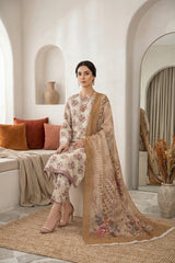 BASE IVORY WITH MULTI PRINTED LAWN SUIT WITH VOILE DUPATTA 3Pc (Unstitched)